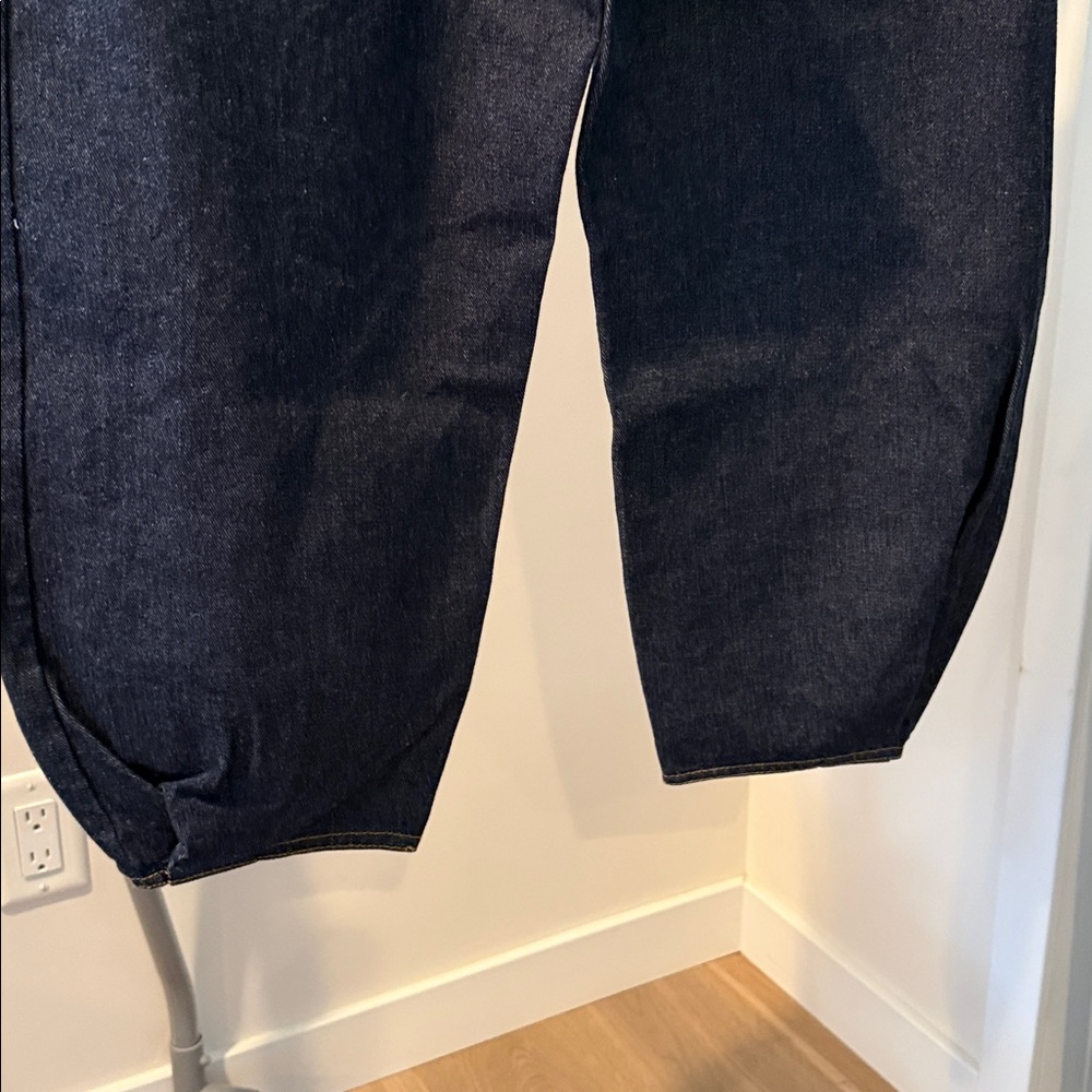 Tibi Sculpted Barrel-Leg Denim | Dark Wash | Size 30 - Picture 3 of 4